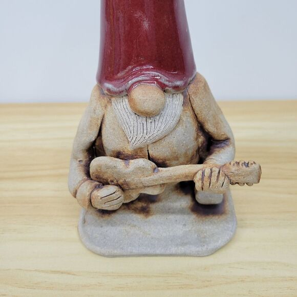 Vintage Gnome Playing a Guitar Pottery  Sculpture Figurine - Signed by Artist - Picture 10 of 15
